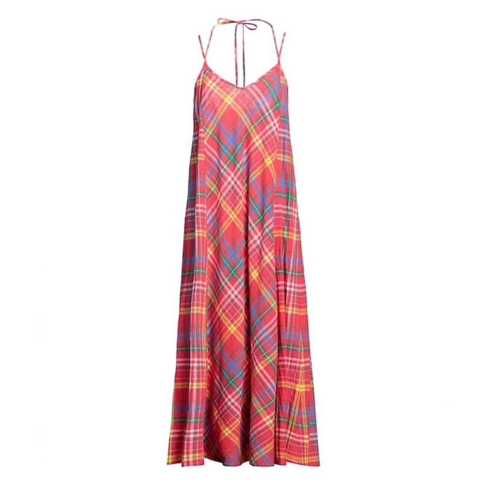 MAX&Co Plaid cotton linen Maxi Dress